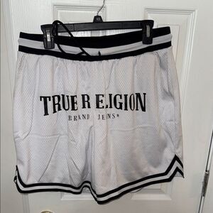 True Religion White Shorts with Black Trim